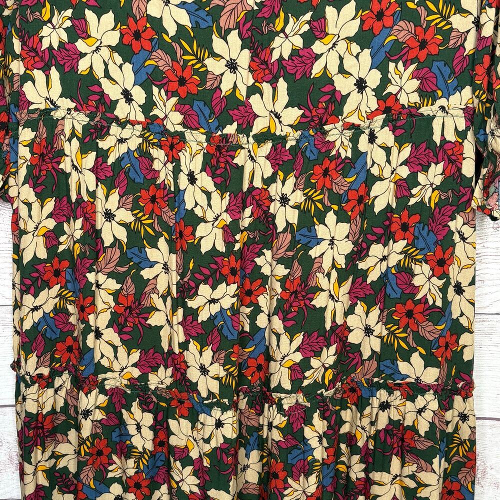 Natural Life Collette Tiered Maxi Tiered Dress Green White Lilies Floral XL New - Picture 9 of 16